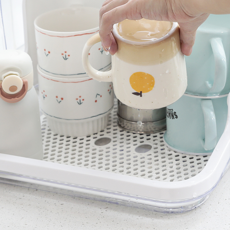 杯子收纳c盒置物架防尘玻璃茶杯架带盖沥水盘放奶瓶零食水果厨房