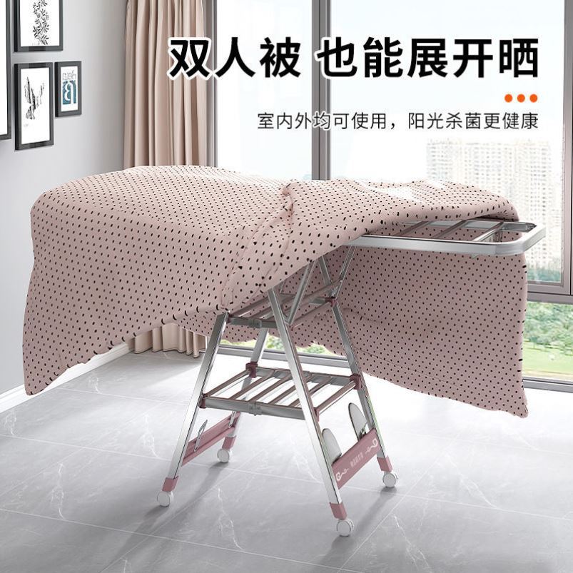 家用阳台晾衣架h理髲店落地式晾毛巾架子美容院可折叠不锈钢毛巾