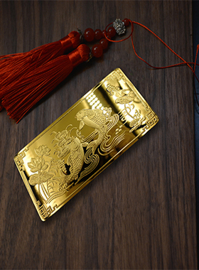 仿真金条金砖 年年有余宽版金块 纯铜镀金样品R金条 金店摆件道具