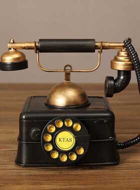 美式复古怀旧电话机座机仿真模型摆件老式客厅酒S柜电视工业风装