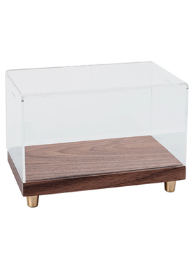 亚克力防尘罩黑胡桃木底座摆件托盘底托J带铜脚工艺品观赏实木托