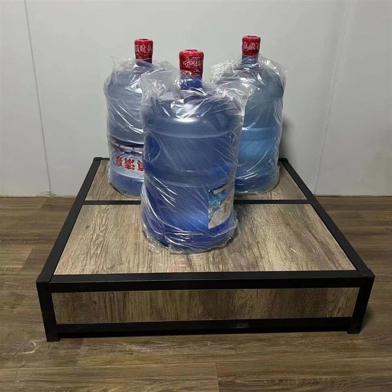 超市堆头货架展示架促销台牛奶零食架陈列架N钢木一层柜地堆米面