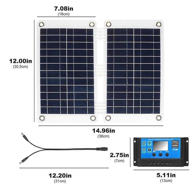 16W 50W 100W 12V/5V太阳能板充电器充12V电瓶手机充电器半柔性