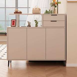 新款双面置物柜奶油风收纳柜实木玄关柜鞋柜一体家用门口客厅隔断