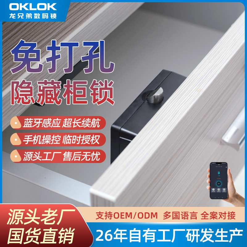 智能抽屉锁蓝牙手机APP快递保险柜锁自动衣柜暗锁 隐形电子柜门锁