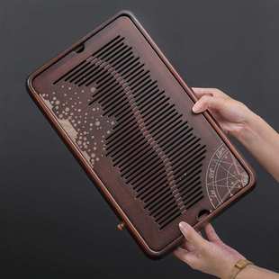 竹制茶盘观星盛水武夷山高山楠竹胡桃色茶台功夫茶具家用储水茶海