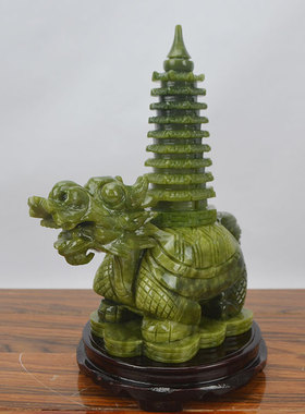 玉石9层龙龟文昌m塔摆件家居客厅玄关书桌书柜工艺品礼品
