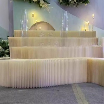 风琴纸拉伸展示台橱窗陈列化妆品货架会展陈O列五金茶叶饰品展示