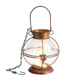 复古怀旧铁艺玻璃烛台带电源提灯风D灯马灯花园阳台杂货装饰品摆