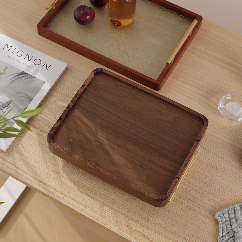 中式实木托盘木质水果盘长方形托盘茶几客厅家用R客厅早餐茶点木