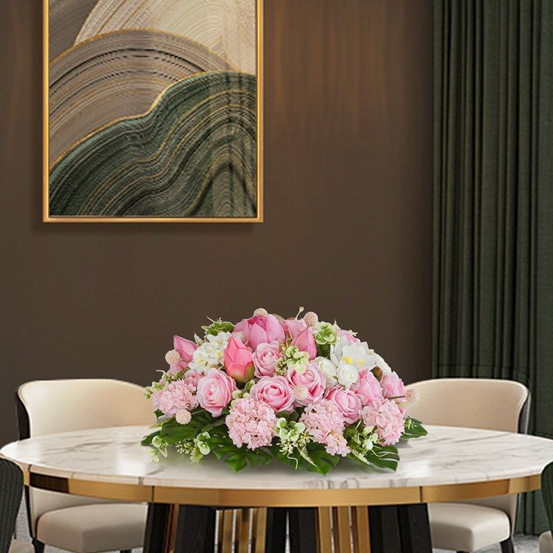 大圆桌红色餐f桌花酒店餐桌转盘中间摆花餐桌圆形仿真台花装饰假,家居饰品,餐桌花艺,淘宝优惠券,粉丝福利购,淘宝优惠卷