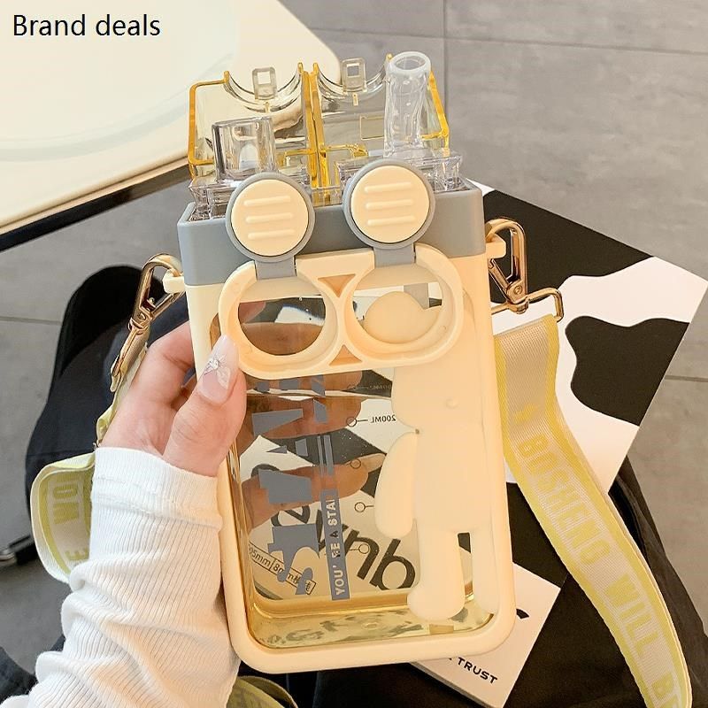 方形水杯女生高颜值双饮口新x款夏季防摔可爱便携吸管学生塑料杯,餐饮具,随手杯,淘宝优惠券,粉丝福利购,淘宝优惠卷