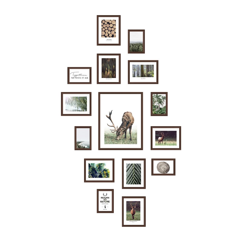 玄关照片墙 免打孔ins风t墙上实木相框竖版挂墙组合背景墙面装饰