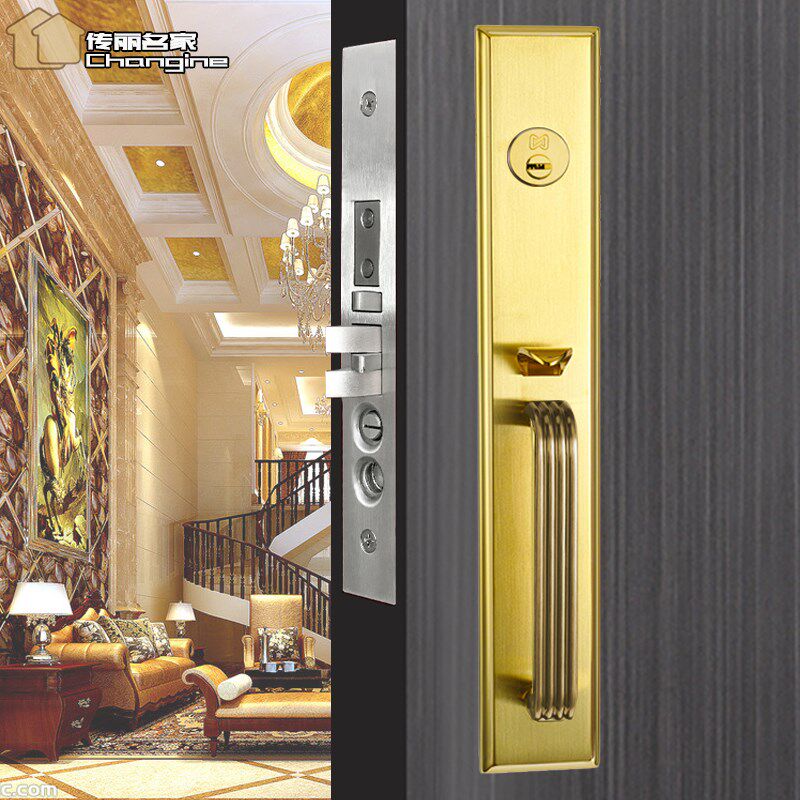 豪华大门锁不锈钢304全铜锁芯CA级别墅实木门双开防盗门美式大门