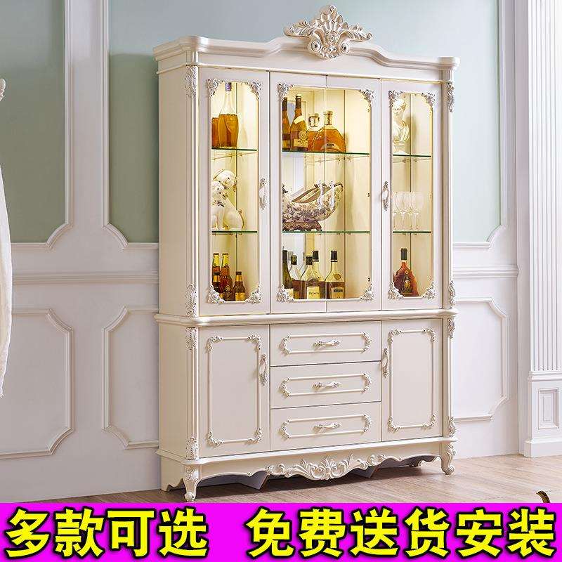 欧式酒柜法式客厅红酒柜双门三门家用靠墙展示柜简欧储物柜佛山