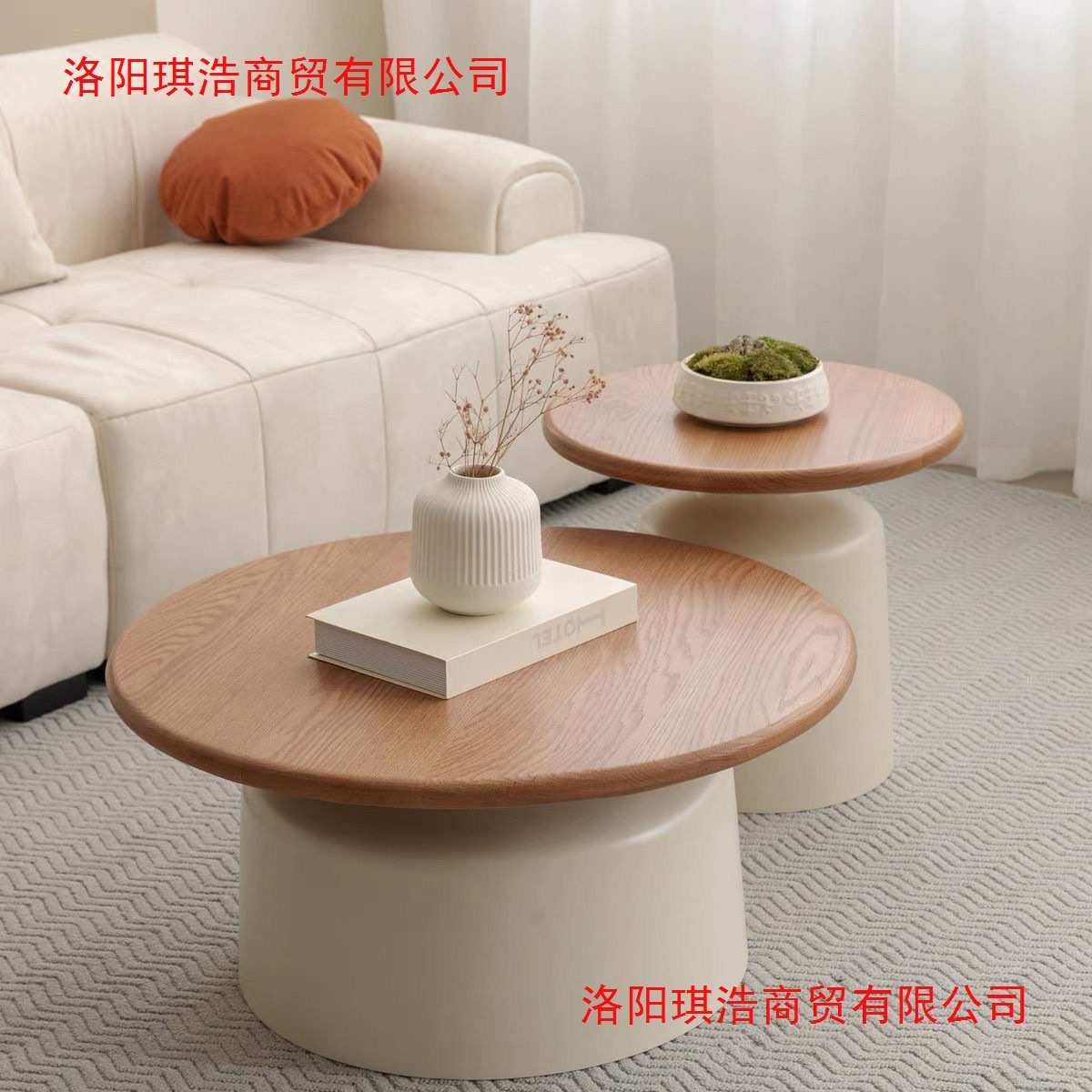 民宿茶几铁艺简约客厅公寓圆形茶几家用网红风提尼小户型马奶油