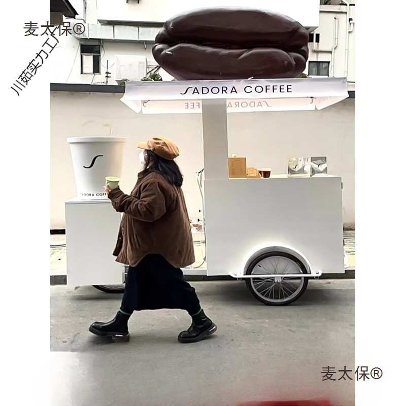 欧式风格人力三轮摆摊车倒骑驴三轮自行车多功能夜市小吃摆麦太保
