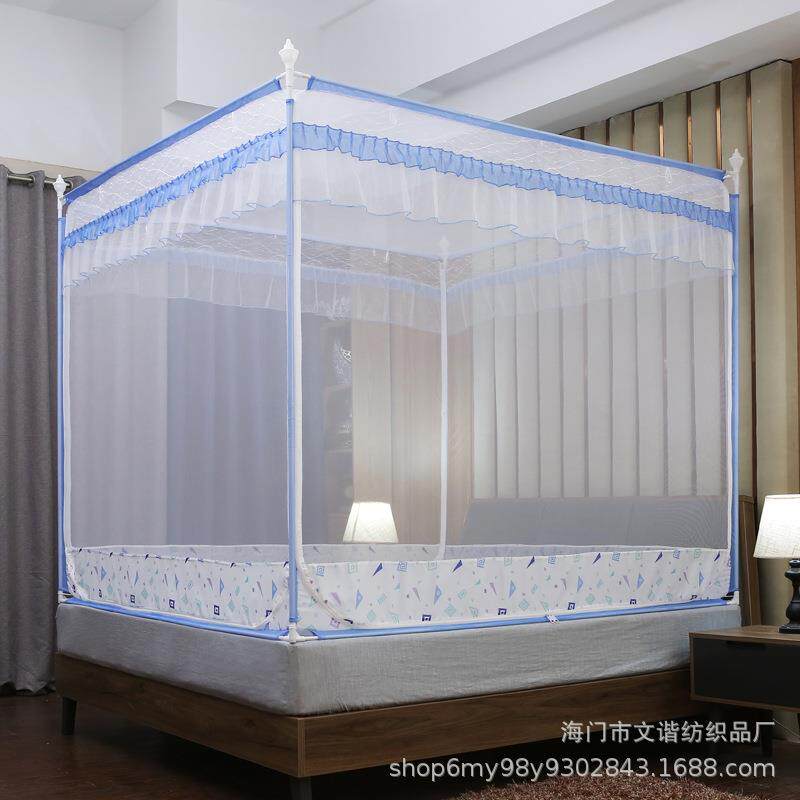 厂家直销外穿杆床笠式加高加密三开U型门坐床式蚊帐家用单人双人