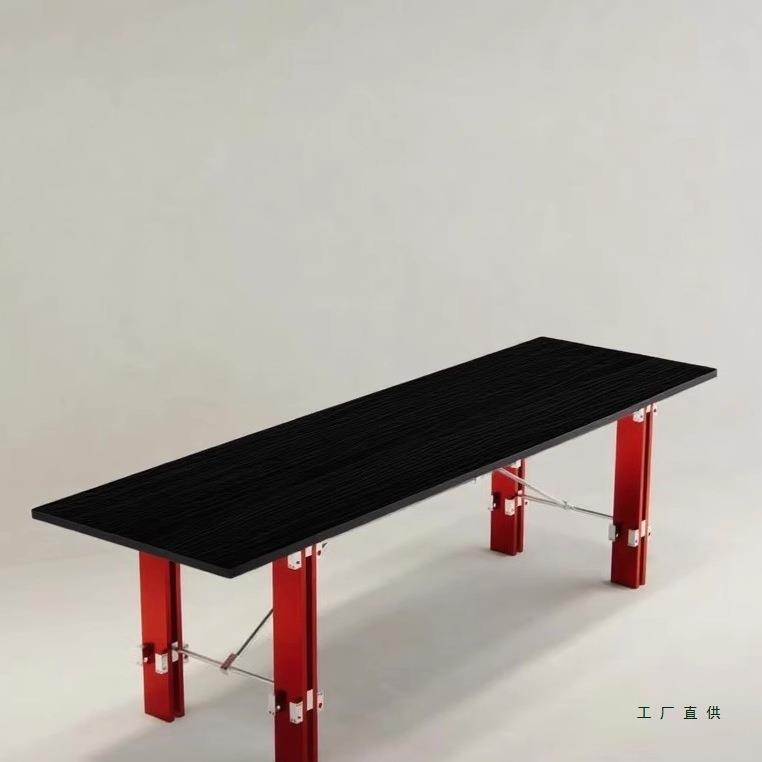 设计师桦木海洋板办公桌极简光轴会议桌子实木大板桌原木风电脑桌