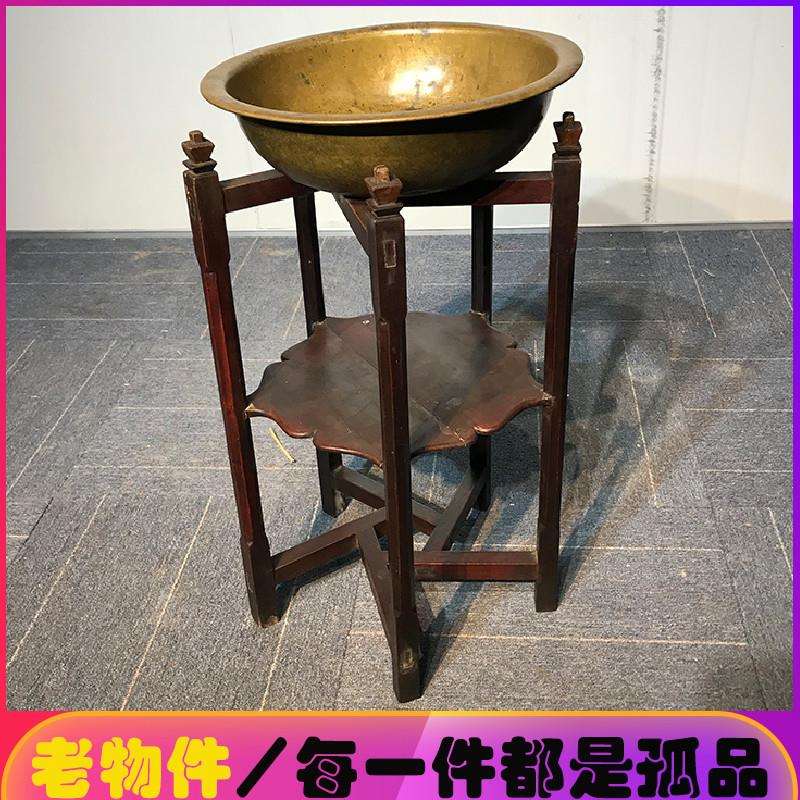 家具实木民俗铜盆道具铜制品老子收藏影视老怀旧老物件老货脸盆架
