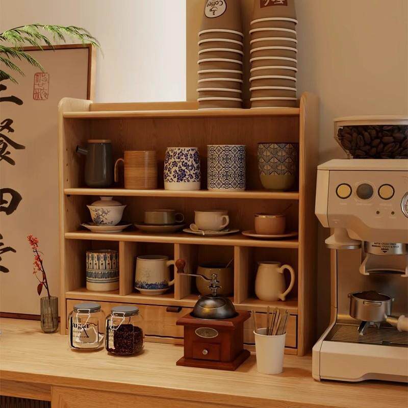 格子铺展示架杯架多宝阁茶室茶具茶杯摆件收纳架子木质隔板置物架