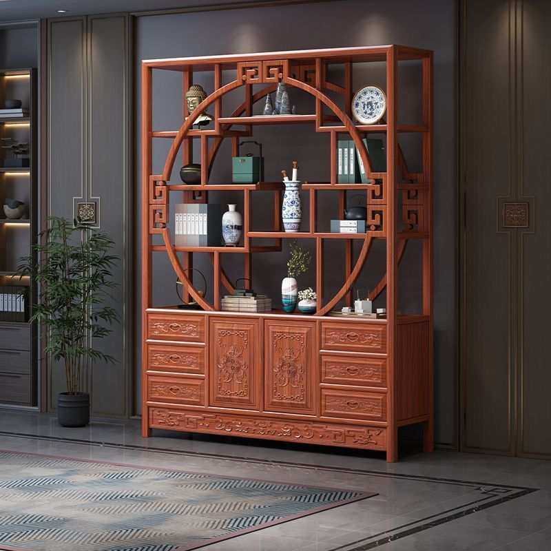 博古架实木新中式多宝阁茶业具展示架收纳柜摆件隔断现代简约酒柜