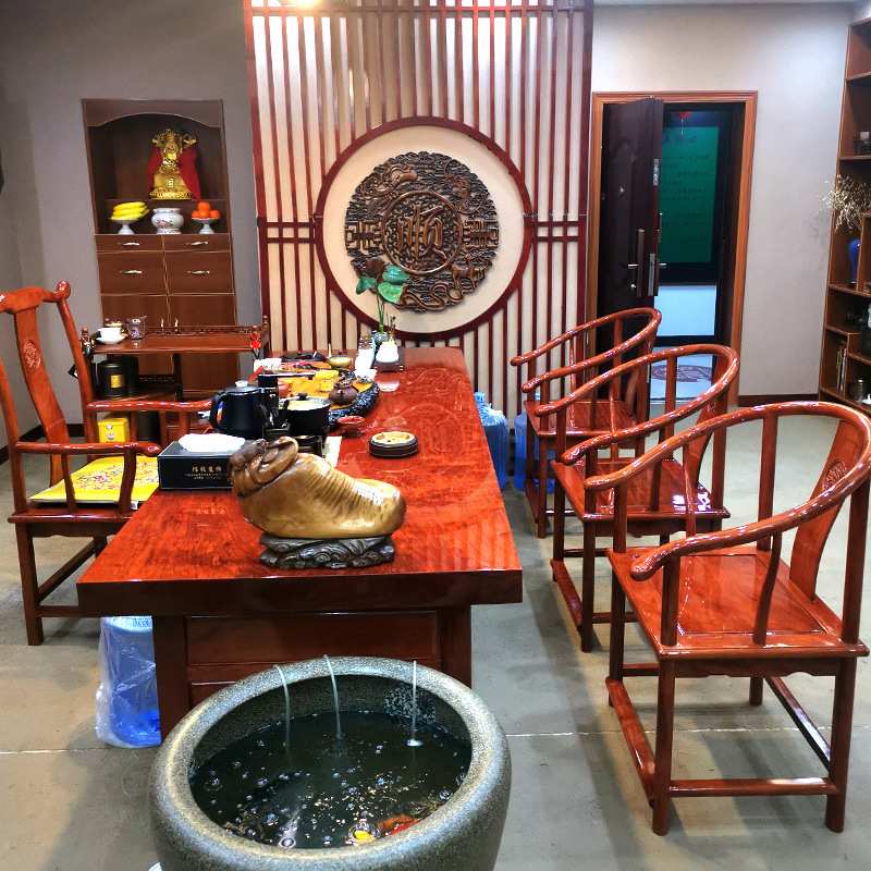 巴花实木大板餐桌整块茶板大板桌原木茶桌办公桌老板桌大班台书桌
