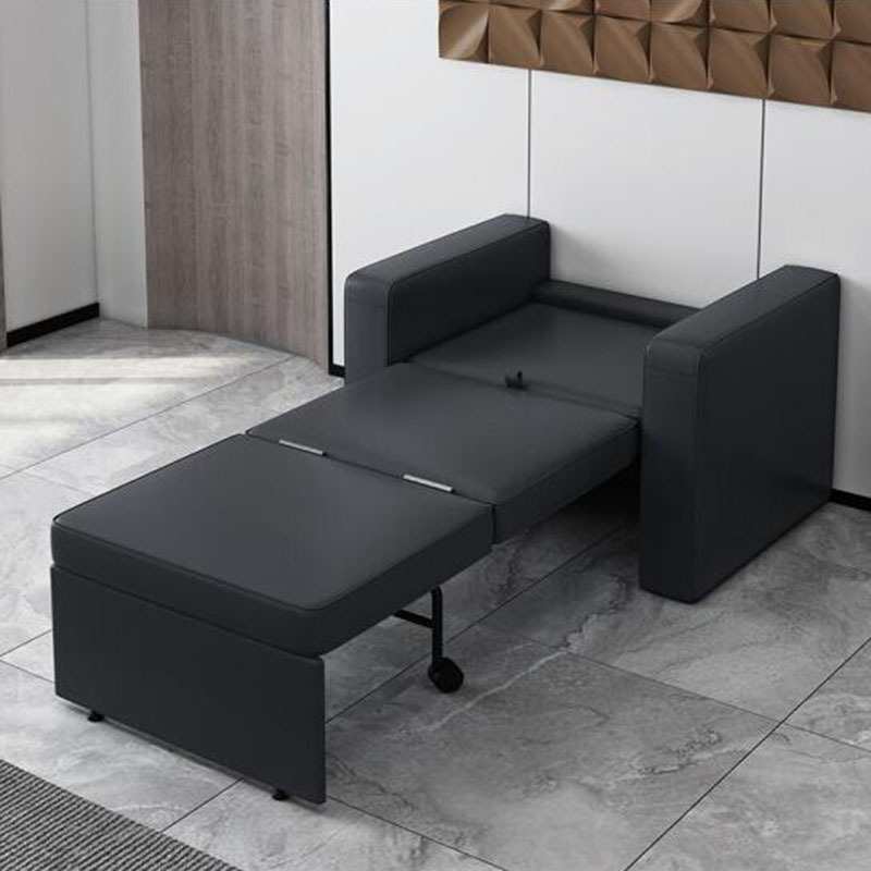 简约现代办公沙发茶几组合公司会客接待室黑色三人位单人沙发茶几