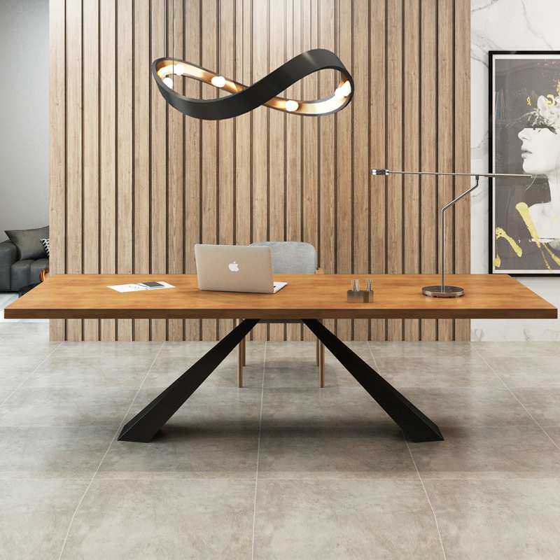 工业简约风实木办公桌工作室单人台式电脑桌椅组合书房创意写字桌