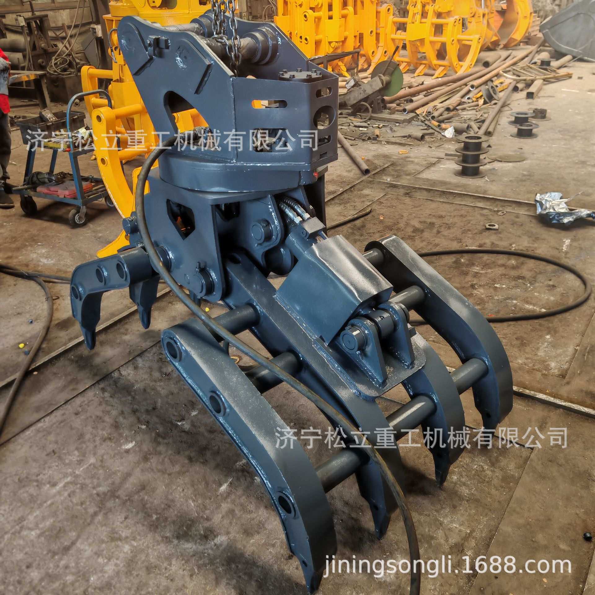 固定式旋转夹废铁钢抓斗小型机器设备配件多功能挖机液压抓钢器
