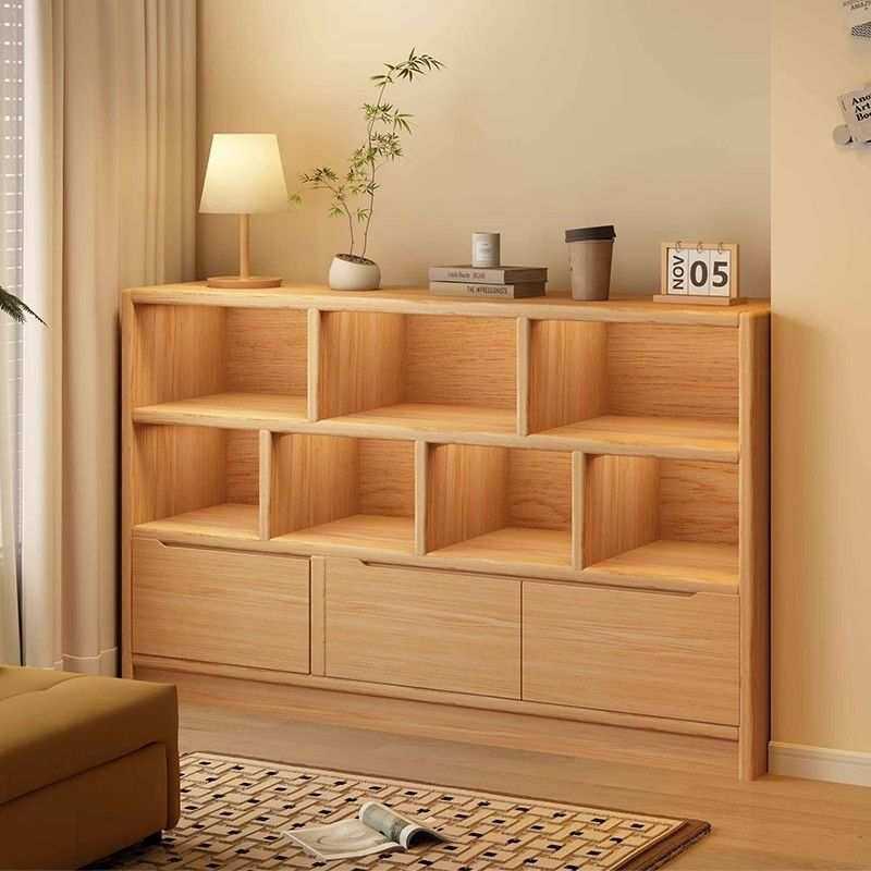 实木书柜落地置物架一体靠墙家用客厅收纳柜储物柜卧室,3C数码配件,USB灯,淘宝优惠券,粉丝福利购,淘宝优惠卷