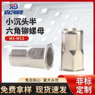 M4M5M6M8M10M12拉铆螺母现货 304不锈钢小沉头半六角铆螺母