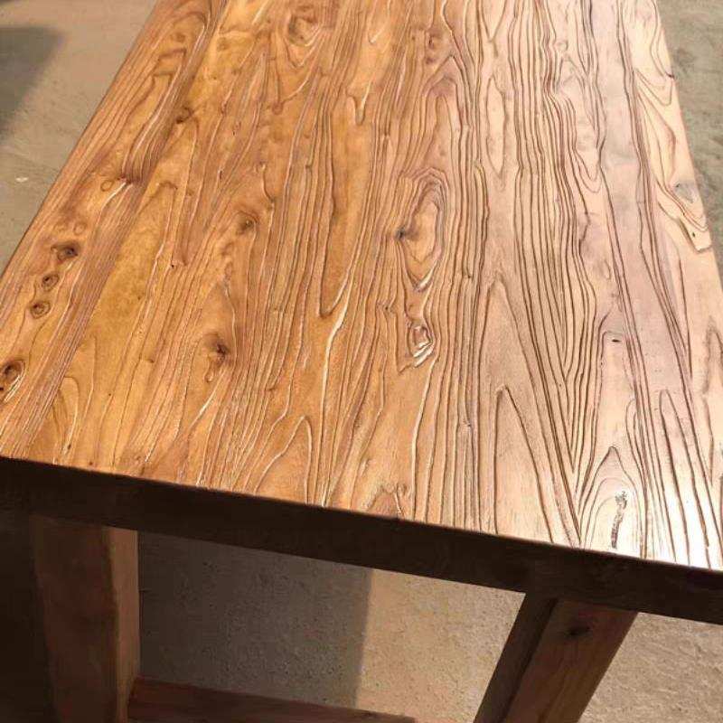 老榆木茶桌茶台茶几家用大板桌实木办公桌复古书桌餐桌椅组合