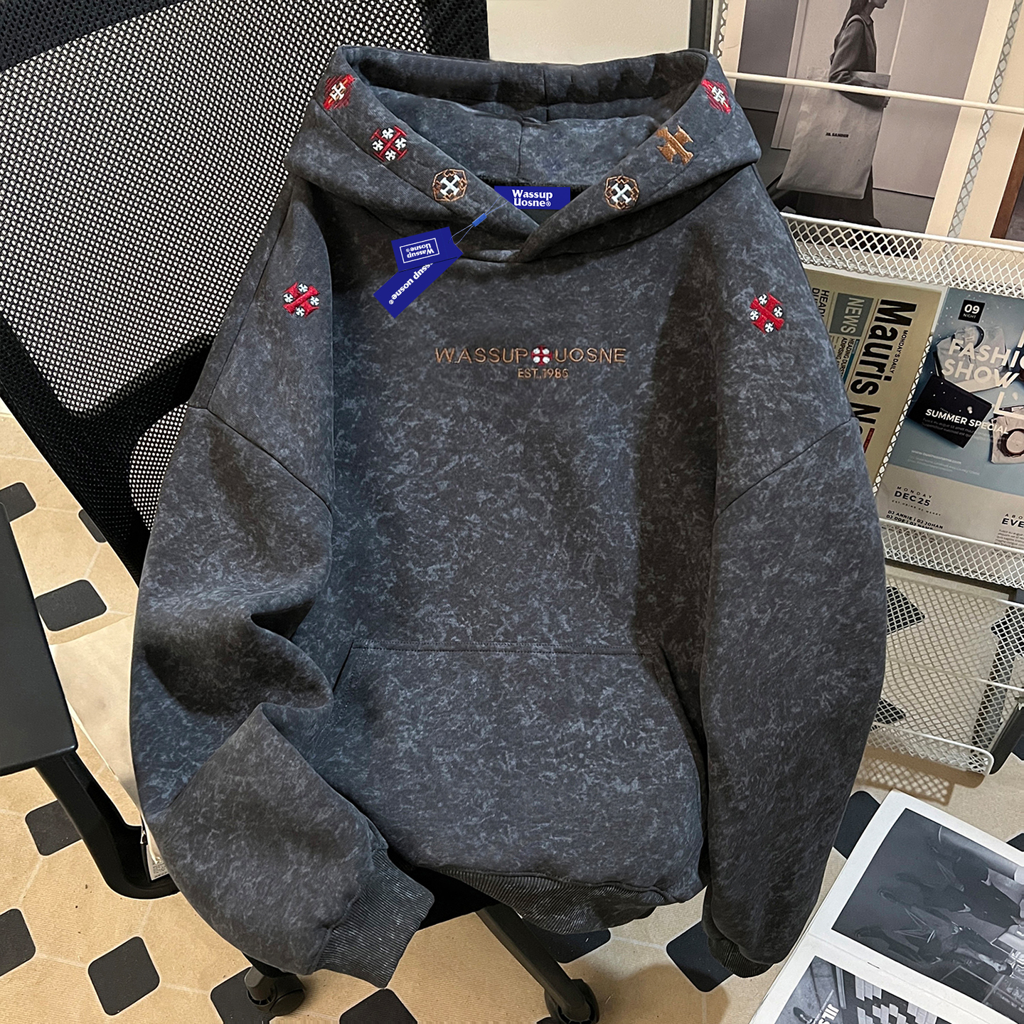 【正品推荐】重磅硬挺刺绣卫衣男