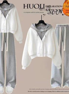 2025新款少女孩学院风套装秋冬季洋初中生大童卫衣运动裤两件套装