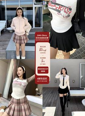 肉装小cherry 漫刊少女 秋冬中腰A字短裙微胖学院风压褶毛呢半裙