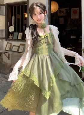 森女部落蕾丝罩衫花边不规则薄外套女气质木耳花边上衣显瘦新款夏