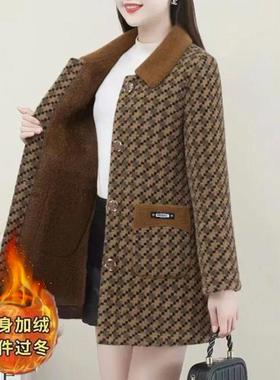 高档水貂绒中长款外套女2024秋冬新款气质时尚洋气金极貂加厚大衣