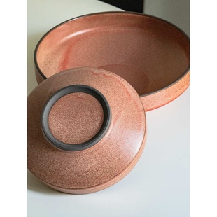 北欧陶瓷沙拉碗家用宽口深碗商用西式6.5英寸黑陶土窑变汤碗菜碗