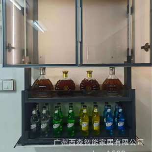 橱柜智能遥控触摸调味篮垂直上下电机厨房吊柜电动升降拉篮下拉式