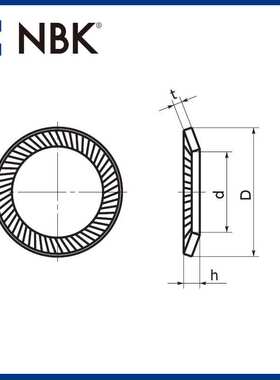 NBK SWRS不锈钢带棱纹锁紧垫圈 防松耐振动型 零件垫片 机械配件