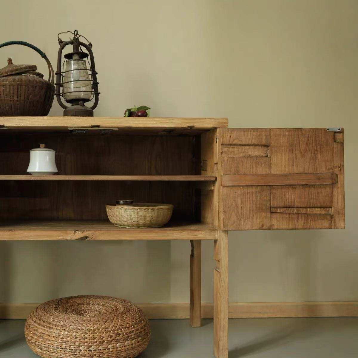 老门板家居老榆木入户玄关柜实木边桌角几中式台条几靠墙储物柜