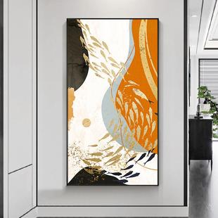 山涧鹿梦现代轻奢玄关装饰画麋鹿大气过道走廊挂画客厅餐厅壁画