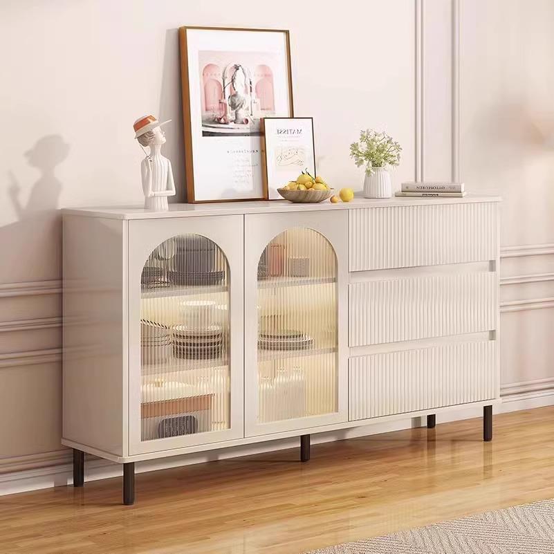 奶油风餐边柜厨房柜子客厅储物柜茶水柜法式酒柜置物柜杂物柜餐柜