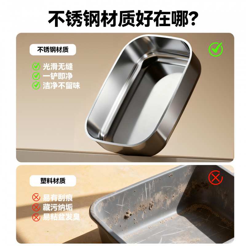 猫砂盆不锈钢超大号走廊式全封闭防外溅防臭回廊猫砂盆掀盖猫厕所