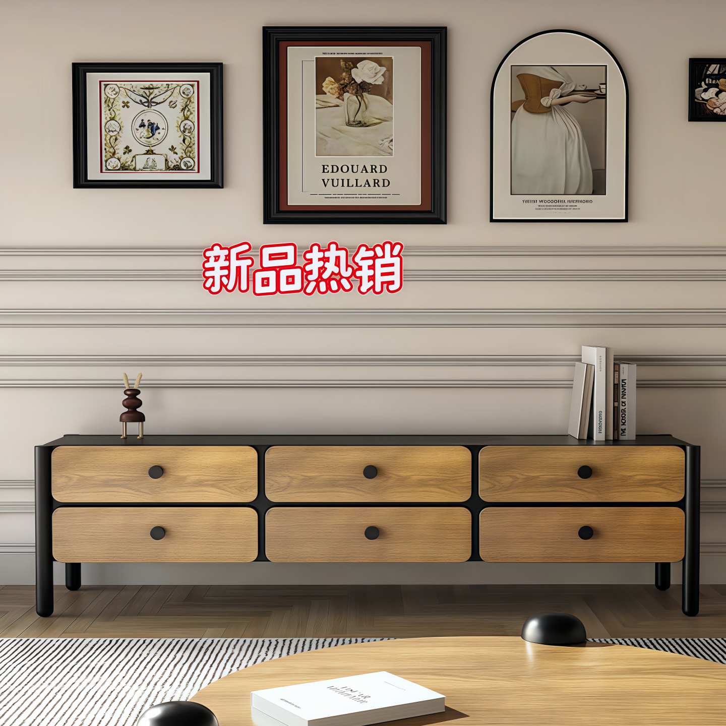 北欧烤漆电视柜实木客厅视听柜简约现代艺术地柜成人储物柜整装