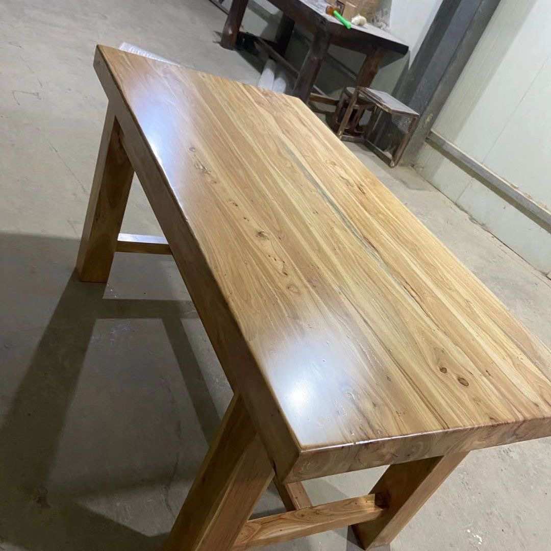 老榆木家用餐桌实木吧台茶桌椅家具复古风化料新中式餐桌茶桌茶台