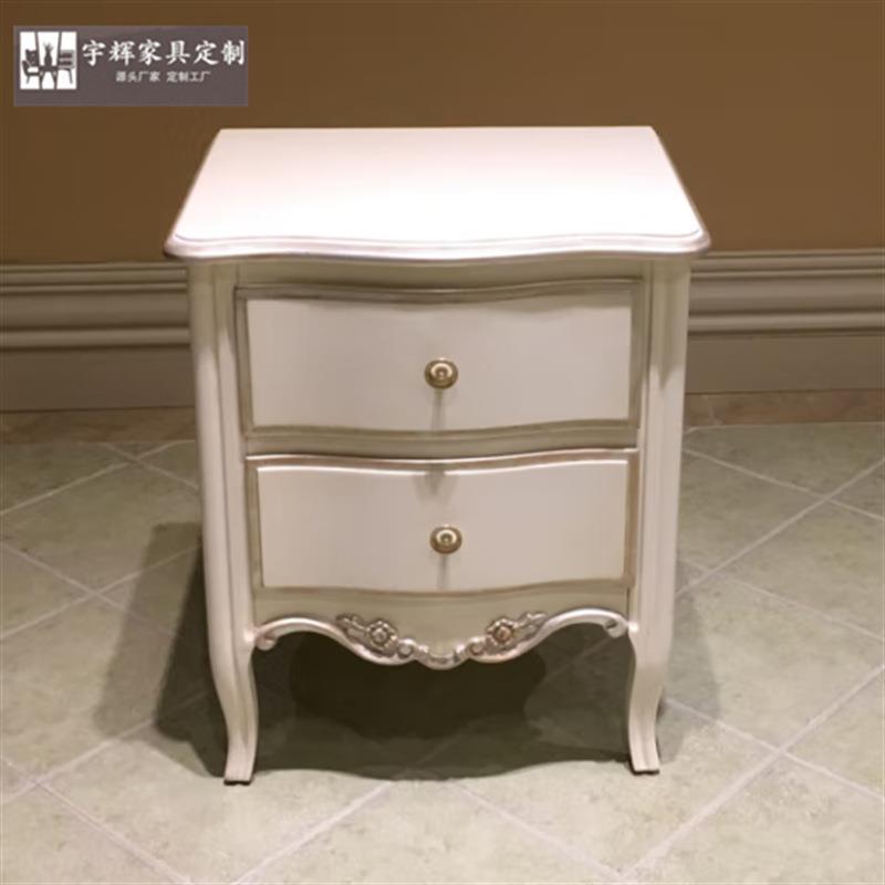 亚历山大家具意式新古典实木床头柜卧室储物柜收纳柜白色床头柜子