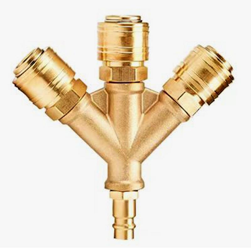 德式四通接头 1/4铜接头 德式快速接头 母接外螺纹 气管软管接头