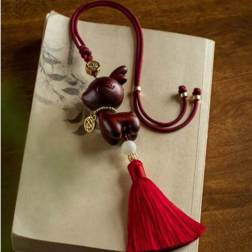 天然檀木一路平安汽车挂件车载后视镜挂饰新款车内吊饰高档吊坠